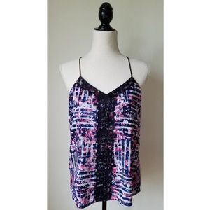 Express Racerback Hi-lo Floral Striped Cami